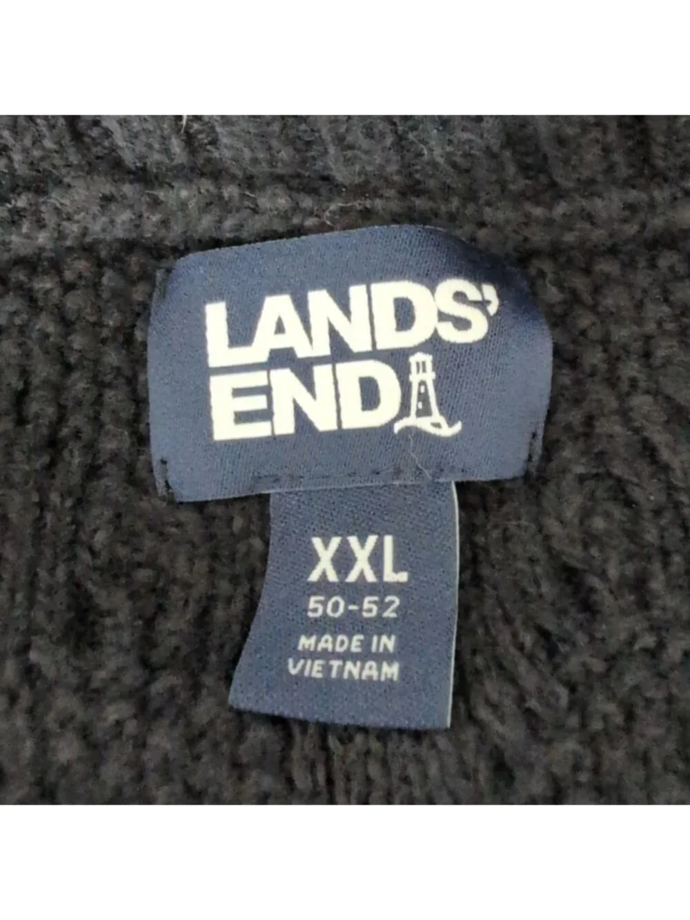 Lands End Donegal Cable Knit Cardigan Mens Size XXL Grunge Grandpa Shawl Collar